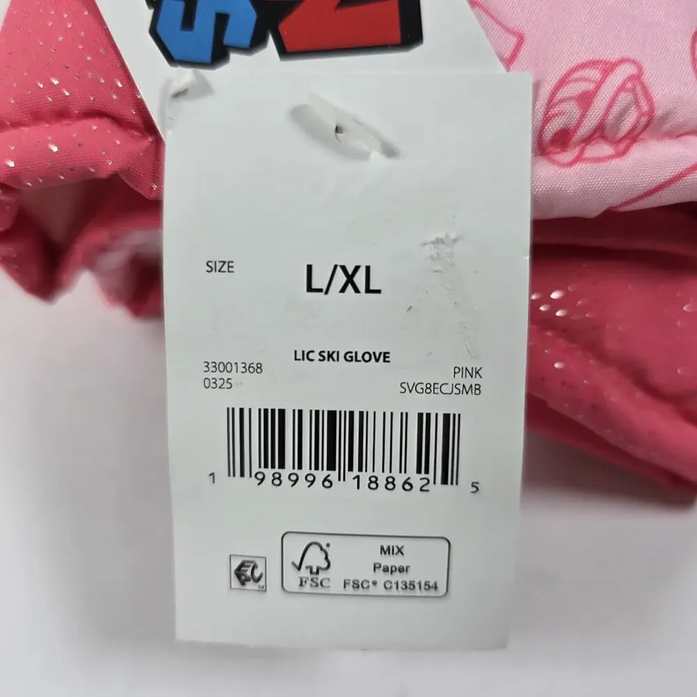 Princess Peach Super Mario Girls Winter Gloves Thinsulate SKI Gloves Size L/XL